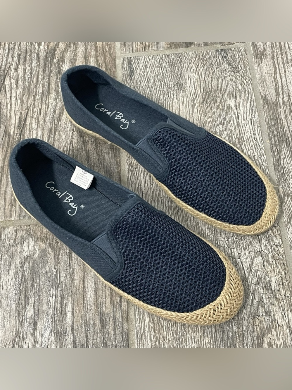 Coral Bay Mesh Espadrille Slip On Blue US 9 Like New